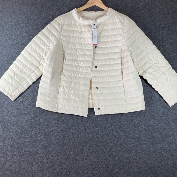 NWT Talbots Quilted Down Jacket Womens Petite XL Cream Collarless Classic - Picture 1 of 10